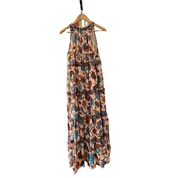 New Anthropologie x Love The Label Boho Printed Maxi Dress sz M - Picture 5 of 7